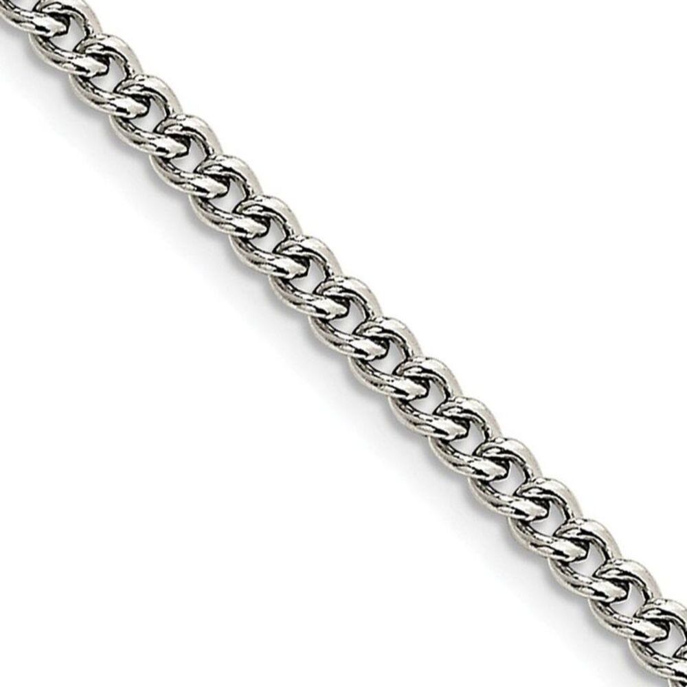 4mm Stainless Steel Round Curb Chain Necklace, 24 Inch - Picture 1 of 5